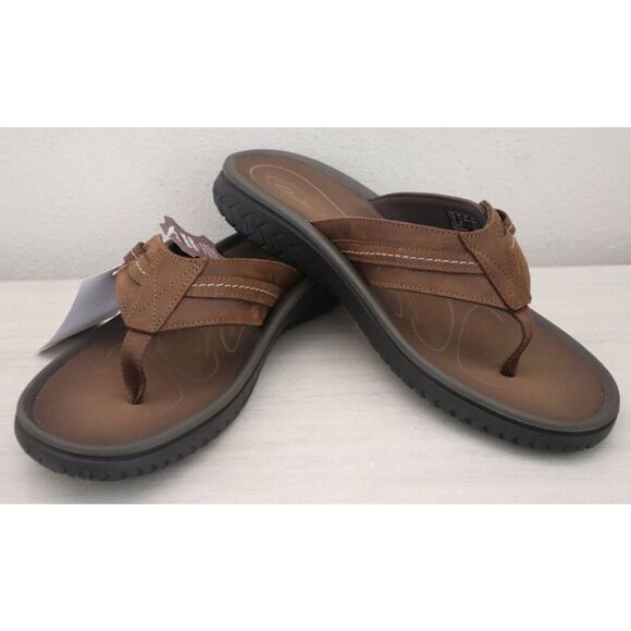 Clarks 261-76987 Men Sz 8M Brown Beeswax Leather Wesley Sun Slip-On Sandals SIB - Picture 1 of 11